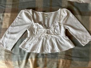 White Lace-Up Peplum Top