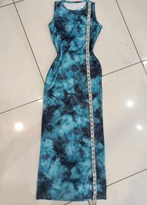 Blue Tie-Dye Bodycon Maxi Dress