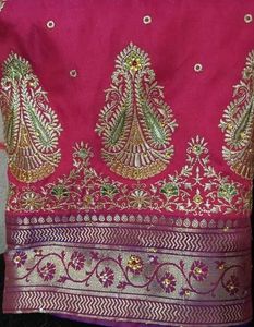 Vibrant Pink Silk Saree with Gold Weaving