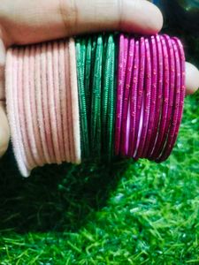Set of Pink, Green, and Magenta Bangles