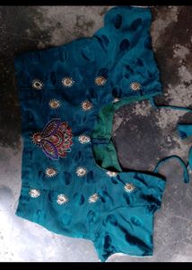 Satin Saree With Blouse 36 Size