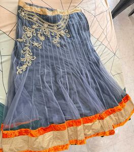Unstitched Fishcut Type Grey Lehenga Choli
