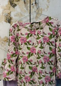 Floral Print Top with Flared Sleeves