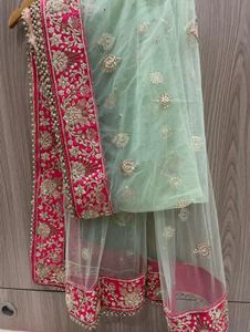 💖 Designer Pink &amp; Mint Green Lehenga for Sale