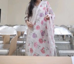Elegant Kurta Set with Floral Dupatta