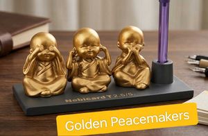 Golden peacekeepers pen stand