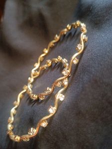 Designer Golden Bangles With Stone