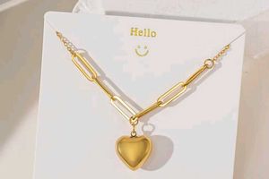 Anti-Tarnish Gold Heart Pendant Necklace