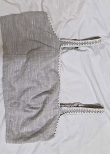 Gray Blouse with White Trim