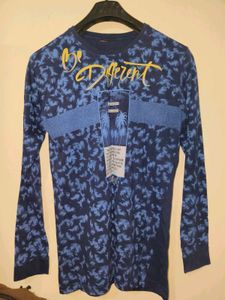 Men's Blue Graphic Print Long Sleeve T-Shirt