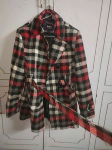 Plaid Wool Blend Coat