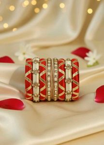 Red &amp; White Designer Bangle Set
