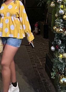 price drop!!! Yellow Polka Dot Blouse