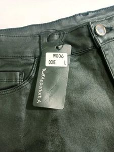 Black Faux Leather Mini Skirt Free Size S to M