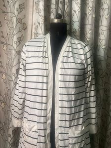 Striped Open Front Cardigan