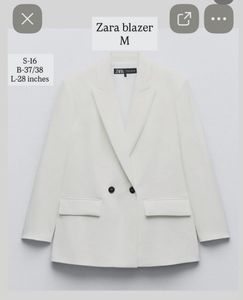 Zara White Double-Breasted Blazer