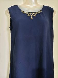 Elegant Navy Blue Layered Gown Size M-L