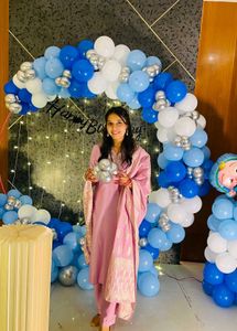 Pink Kurta Set with Embellished Neckline