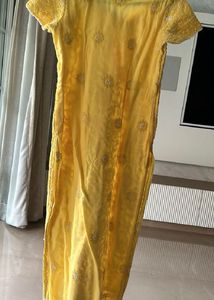 Yellow Embroidered Kurti Dress