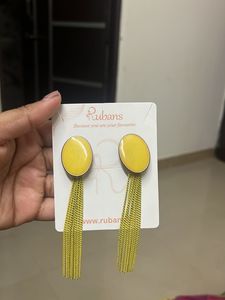 Yellow Tassel Drop Earrings