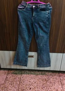 Blue Flared Denim Jeans