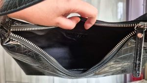 Chic Black Croc Embossed Hobo Bag