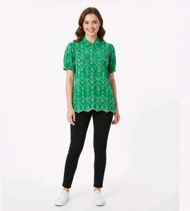 Green Embroidered Top