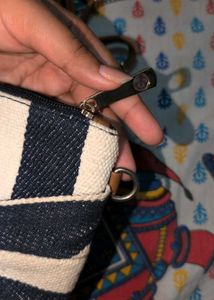 Striped Clutch with Bow Detail