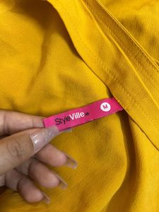 Stylish Yellow Puff Sleeve Dress