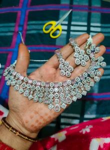 Elegant Pink American diamond Jewellary Set