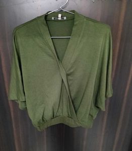 Olive Green Wrap Style Top