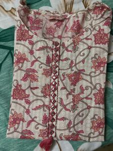 Beautiful Floral Print Kurta with Mirror Work