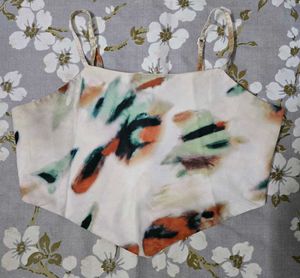 Abstract Print Spaghetti Strap Crop Top