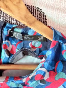 ZARA Vibrant Floral Print Long Sleeve Mini Dress