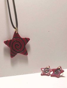 Y2K Spiral Star Pendant + Earrings Set