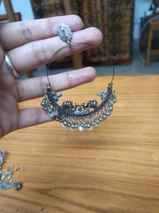 Boho Oxidised Jhumka Earrings Set