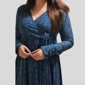 Elegant Blue Printed Maxi Dress