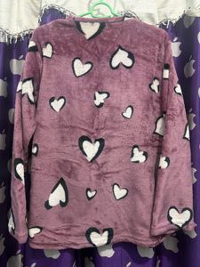 Cozy Heart Print Plush night suit