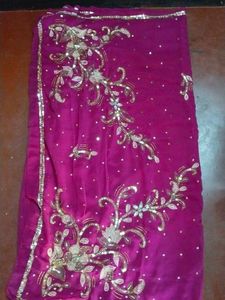 Magenta Embellished Ethnic Saree