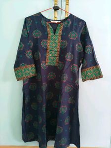 Stylish Navy Blue Printed Kurta