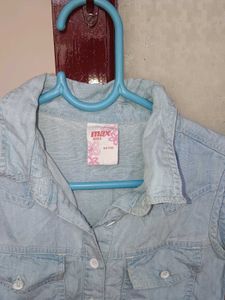 Light Blue Sleeveless Denim Shirt