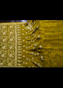 Elegant Yellow pure georgette chikankari Saree
