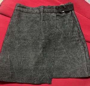 Corduroy Wrap Skirt with Belt