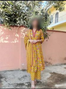 Beautiful Yellow Floral Kurta Set