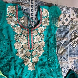 Beautiful Teal Kurta Set with Intricate Embroidery
