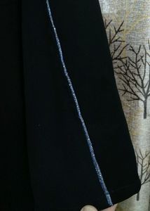 Dark Black Abaya With Work On Hands