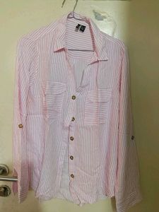 Pink Striped Button-Up Shirt