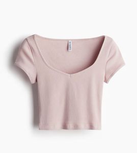 Pink V-Neck Cropped Top