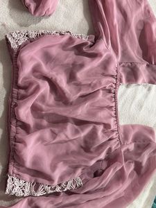 Elegant Pink Blouse with Crochet Detail