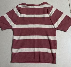 Striped Square Neck Knit Top